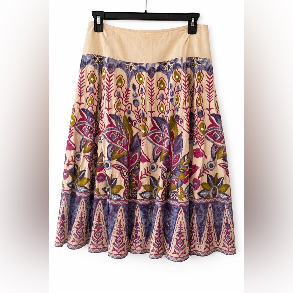 Bohemian maxi skirt Skirt with Pink, Blue & Olive Print